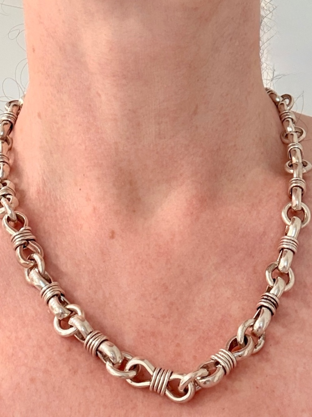 Vintage One Of A Kind Artisan Crafted Sterling Chain/Necklace 20”